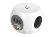 Ewent EW3939 REGLETA CUBO 3 TOMAS/3 USB BLANCO