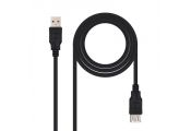 Nanocable Cable USB 2.0, tipo A/M-A/H, Negro, 3m