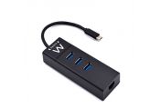 EWENT EW1141 Hub Tipo-C 3Pts.USB 3.1+1pto. GIGABIT