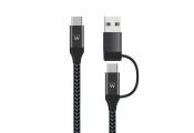 EWENT EW9918 Cable de carga usb-C a usbA/B 2 en 1