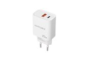 Nanocable Cargador USB-C/PD+USB-A/QC 20W Blanco