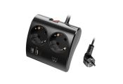 EWENT EW3871 Regleta 2  Shucko 2 Usb-A 1 Usb-C Neg