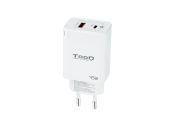 Tooq Cargador pared GAN USB-C/PD+USB-A/QC 45W