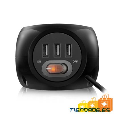 EWENT EW3938 Regleta Cubo 3 tomas Shucko + 3 USB