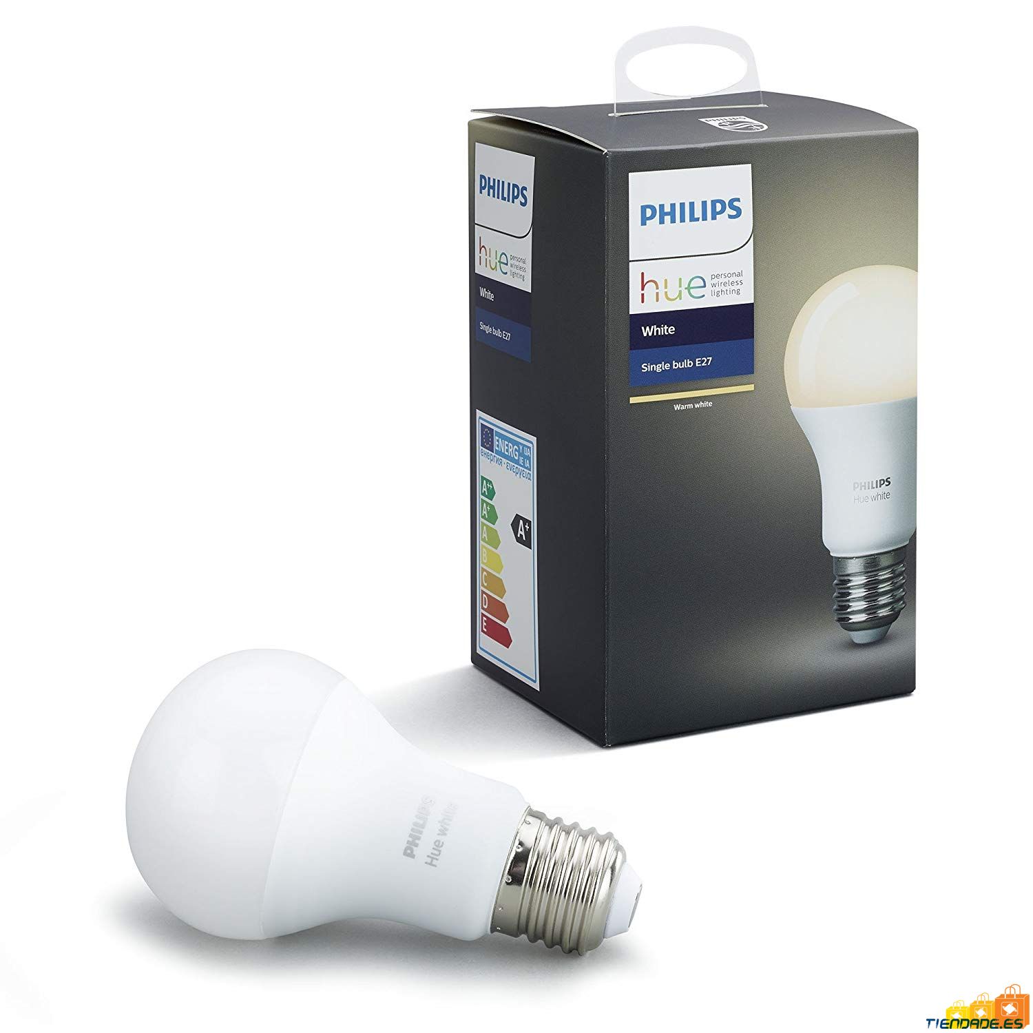 Bombilla inteligente Philips Hue White LED E27 9,5 W, luz blanca cálid