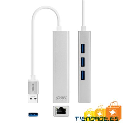 Nanocable Conversor USB 3.0 Ethernet + 3xUSB 3.0