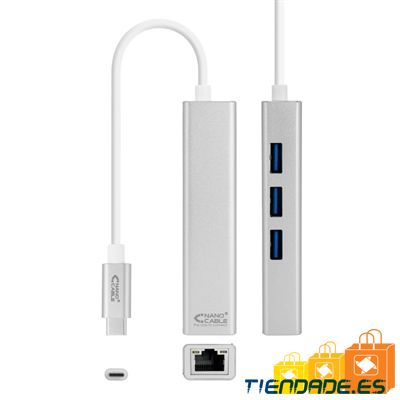 Nanocable Conversor USB-C Ethernet +3xUSB 3.0