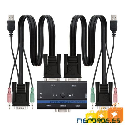 Nanocable KVM Switch VGA USB 1u-2PC+Cable