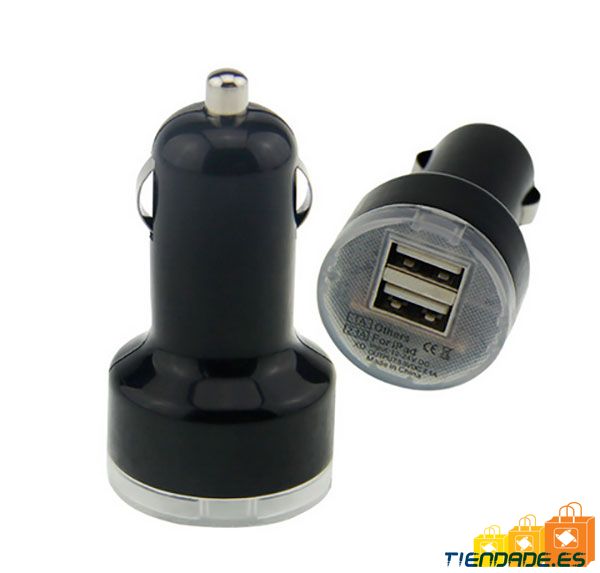 Cargador doble de coche usb 2A color negro