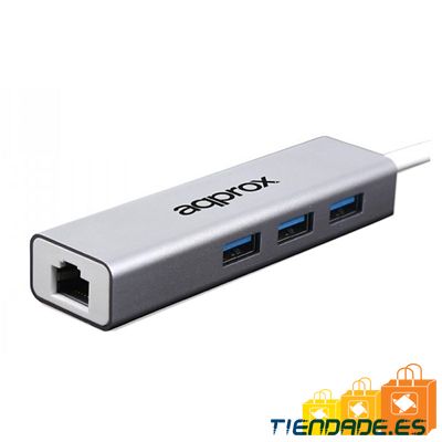 approx APPC07GHUB Adaptador USB 3.0 Gigabit + HUB