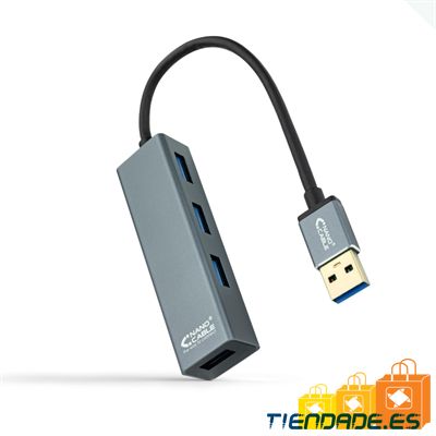 Nanocable Hub USB 3.0 4 x USB 3.0 10cm. Gris