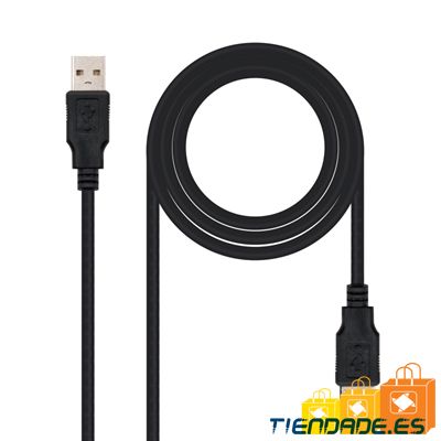 Nanocable Cable USB 2.0, tipo A/M-A/H, Negro, 3m