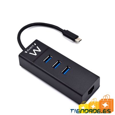 EWENT EW1141 Hub Tipo-C 3Pts.USB 3.1+1pto. GIGABIT