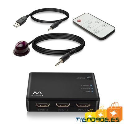 EWENT EW3730 Switch HDMI 4K 3x1con mando distancia