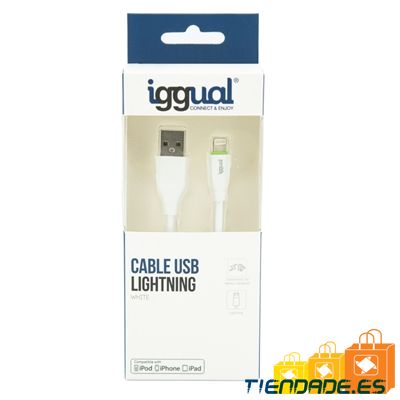 iggual cable USB-A/Lightning 100 cm blanco