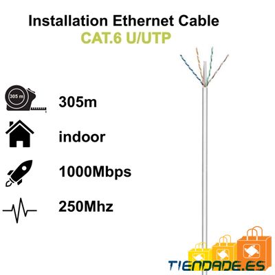 Ewent Bobina cable red Cat. 6 U/UTP, PVC, 305mt