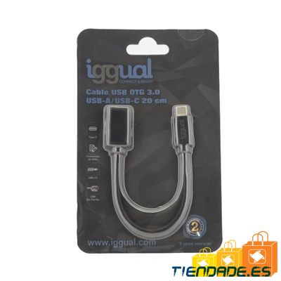 iggual Cable USB OTG 3.0 USB-A/USB-C 20 cm negro