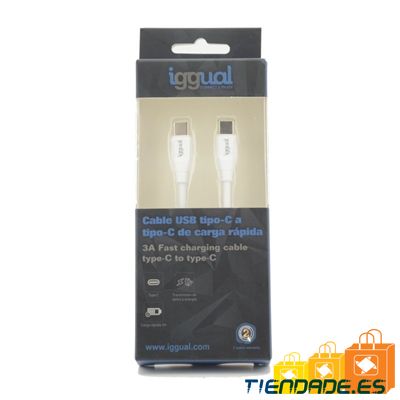 iggual Cable USB-C/USB-C 100 cm blanco Q3.0 3A