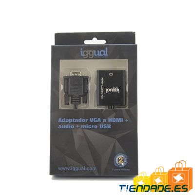 iggual Adaptador VGA a HDMI + audio + microUSB