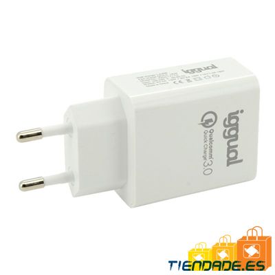 iggual Cargador 1xUSB carga rpida QC3.0 18W