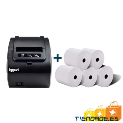 iggual Kit impresora trmica TP8002 + 5 rollos