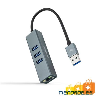 Nanocable Conversor USB 3.0 Ethernet + 3xUSB 3.0