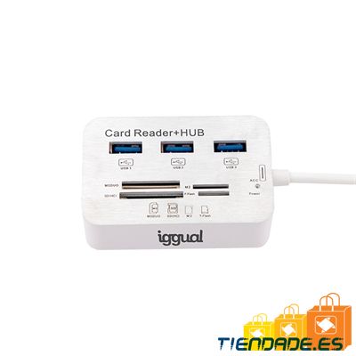 iggual Hub USB 3.0 x 3p + Lector tarjetas USB 3.0