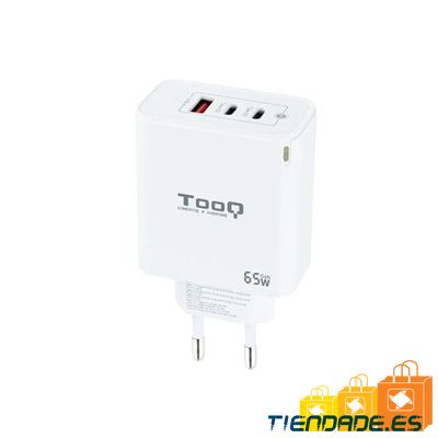 TOOQ Cargador pared GAN 2xUSB-C 1xUSB-A 45W+20W