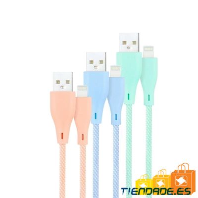 Nanocable 3 Cables LIGHTNING-USB 2.0/M,Mallado 1M