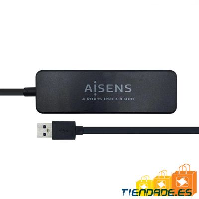 Aisens Hub USB 3.0 tipo A/M-4xtipo A/H negro 30cm