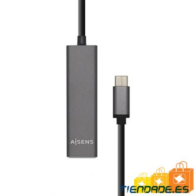 Aisens Hub USB 3.1 USB-C/M-4xTipo A/H gris, 15cm