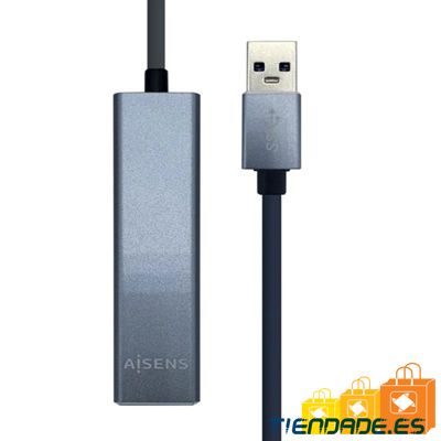 Aisens Conversor USB 3.0 Ethernet + 3 usb3.0 gris