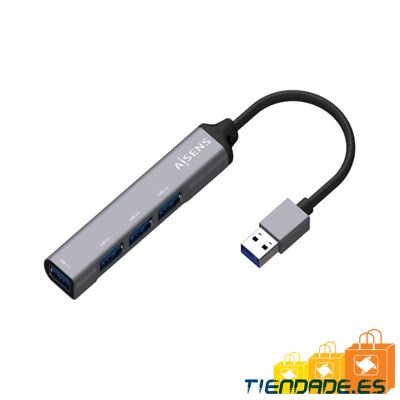 Aisens Hub USB 3.0 tipo A/M-4xtipo A/H gris 10cm