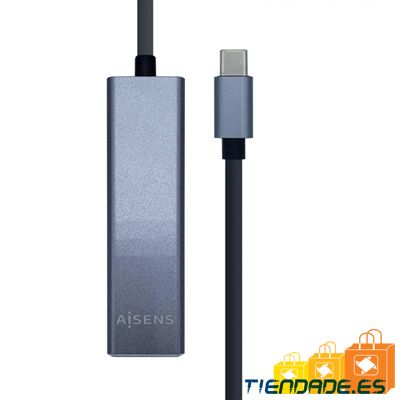 Aisens Conversor USB 3.1 Ethernet + 3 USB3.0 gris