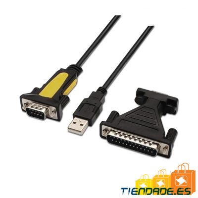 Aisens Conversor USB A/M-RS232 DB/9M/25M negr 1.8m