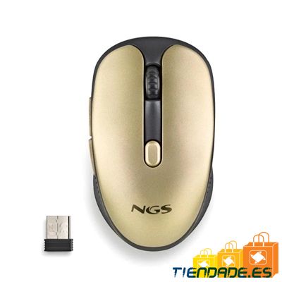 NGS Raton Inalambrico Recargable Silencioso Dorado