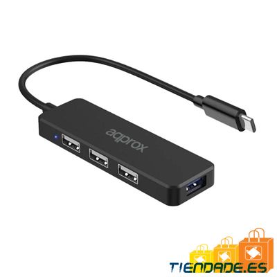 APPROX Hub USB Tipo-C 3USB 2.0 + 1Puerto USB 3.0