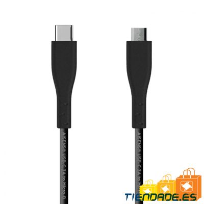 Aisens Cable USB 2.0 3A C/M-Micro B/M Negro, 1.0M