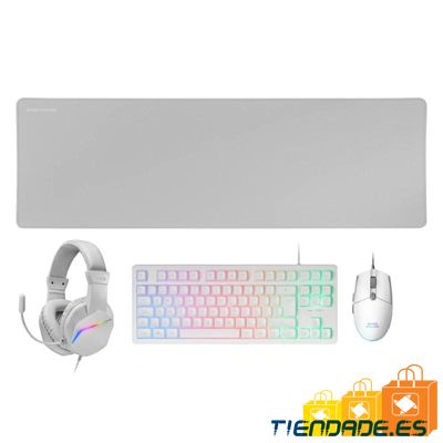 MARS GAMING Combo Gaming MCP-RGB3W 4EN1 BlancO