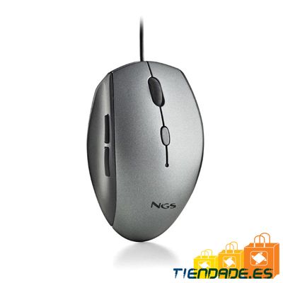 NGS WIRED ERGO SILENT MOUSE + USB TYPE C ADAP GRAY