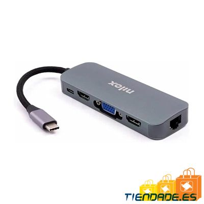 Nilox Hub Type-C 3xUSB 2xHDMI VGA USB-C RJ45