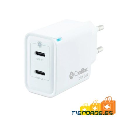 Coolbox Cargador Gan 35W USB-C/USB-C PARED