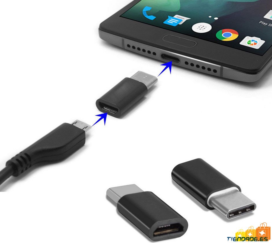 Adaptador micro usb a usb c 3.1, color negro