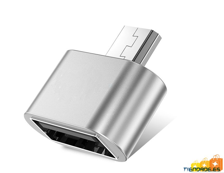 Adaptador micro usb a OTG, color plata